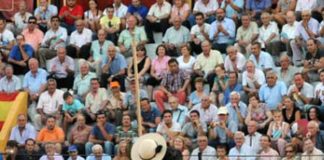 El sexto, 'Arito', de Guardiola, en una vibrante pelea en varas. (FOTO: André Viard/Terres Taurines)