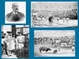 El constructor de la plaza y algunos momentos de la corrida inaugural.