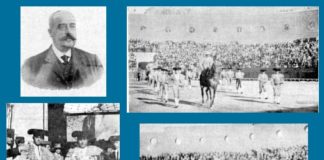 El constructor de la plaza y algunos momentos de la corrida inaugural.