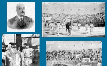 El constructor de la plaza y algunos momentos de la corrida inaugural.