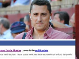 El periodista Manuel Jesús Montes, ligado a la organización de la 'Feria de la tapa, el toro y el caballo', y el comentario que insertó en el Facebook de HUELVA TAURINA.