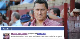 El periodista Manuel Jesús Montes, ligado a la organización de la 'Feria de la tapa, el toro y el caballo', y el comentario que insertó en el Facebook de HUELVA TAURINA.