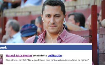 El periodista Manuel Jesús Montes, ligado a la organización de la 'Feria de la tapa, el toro y el caballo', y el comentario que insertó en el Facebook de HUELVA TAURINA.