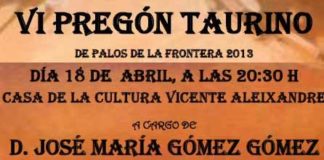 Cartel del Pregón taurino de Palos.