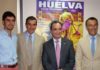 Miguel Ángel Perera, el empresario Carlos Pereda, el presidente de Diputación de Badajoz y el presidente de Diputación de Huelva.