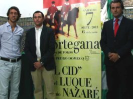 Antonio Nazaré, el alcalde de Cortegana y el empresario Jorge Buendía.