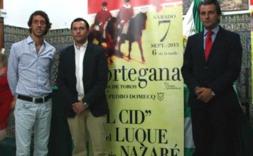 Antonio Nazaré, el alcalde de Cortegana y el empresario Jorge Buendía.