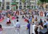 Aspecto panorámico de la Plaza de Las Monjas durante la demostración de toreo de salón de Miguel Ángel Perera. (FOTO: Vicente Medero)