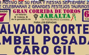 El cartel anunciando la corrida de ayer sábado en Zalamea.