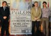 Los toreros, el alcalde y el empresario en la presentación de la corrida pinzoniana de Palos.