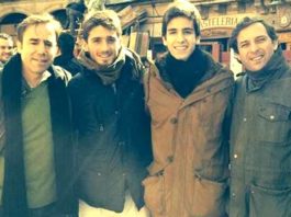 El diestro Emilio Silvera, el novillero Alfonso Cadaval, el novillero Emilio Silvera y el diestro Luis de Pauloba, tras la celebración de la final del Bolsín de Ciudad Rodrigo.