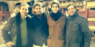 El diestro Emilio Silvera, el novillero Alfonso Cadaval, el novillero Emilio Silvera y el diestro Luis de Pauloba, tras la celebración de la final del Bolsín de Ciudad Rodrigo.