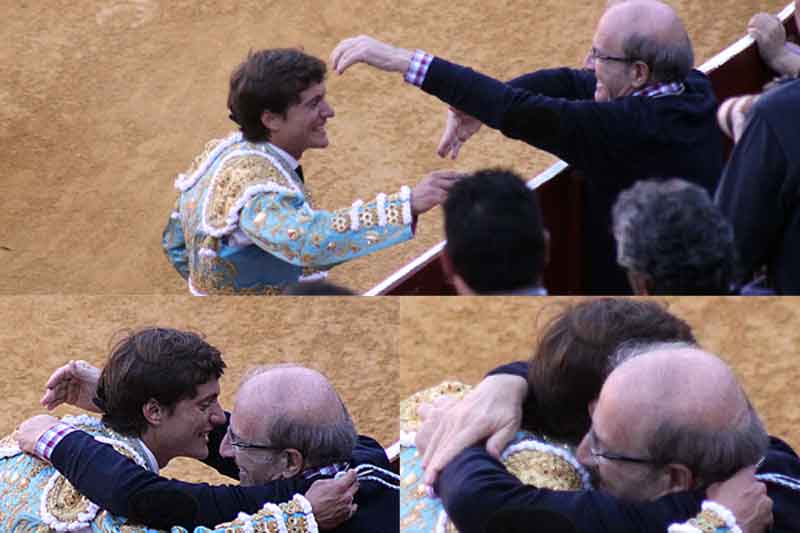 El abrazo del alcalde Pedro Rodríguez a Lama de Góngora.