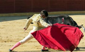 Muletazo de Emilio Silvera en la Línea. (FOTO: desdelcallejon.com)